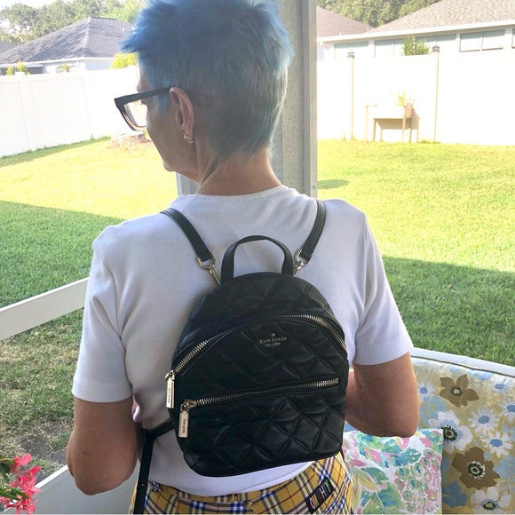 Kate Spade Natalia Mini Convertible Backpack, Crossbody, Quilted Bag, in Black - Picture 14 of 16